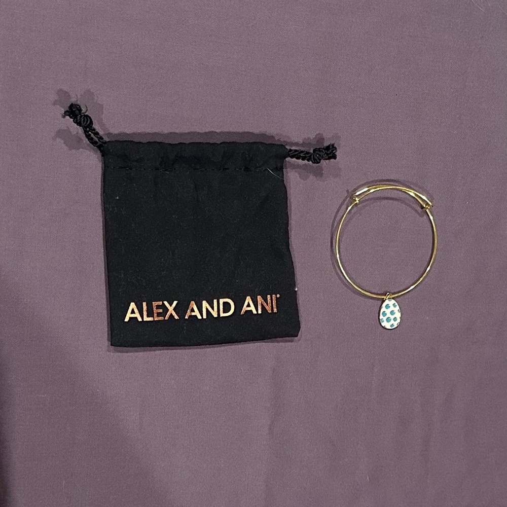 Alex and Ani Gold Bracelet with Teal Charm